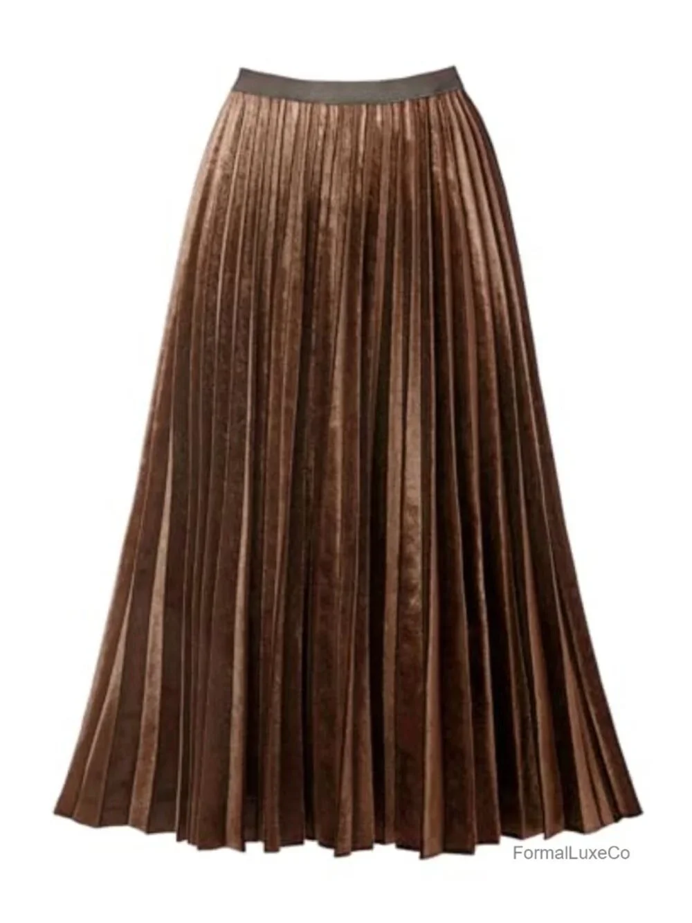 Pleated A-Line Swing Skirt High Elastic Waist Flared Hemline